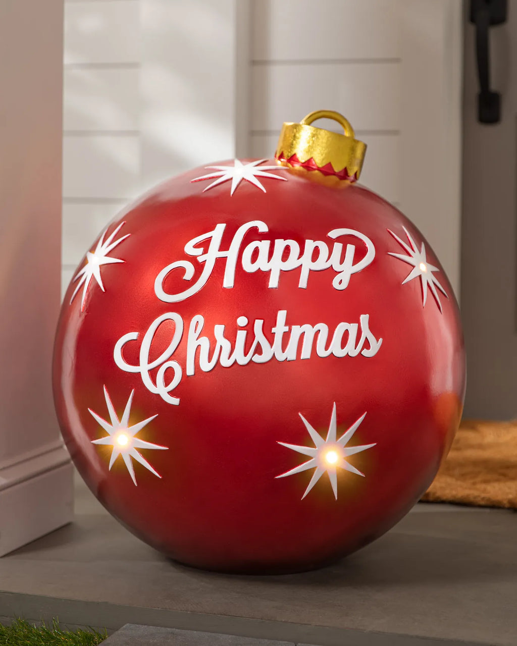 Lit Happy Christmas Starburst Baubles