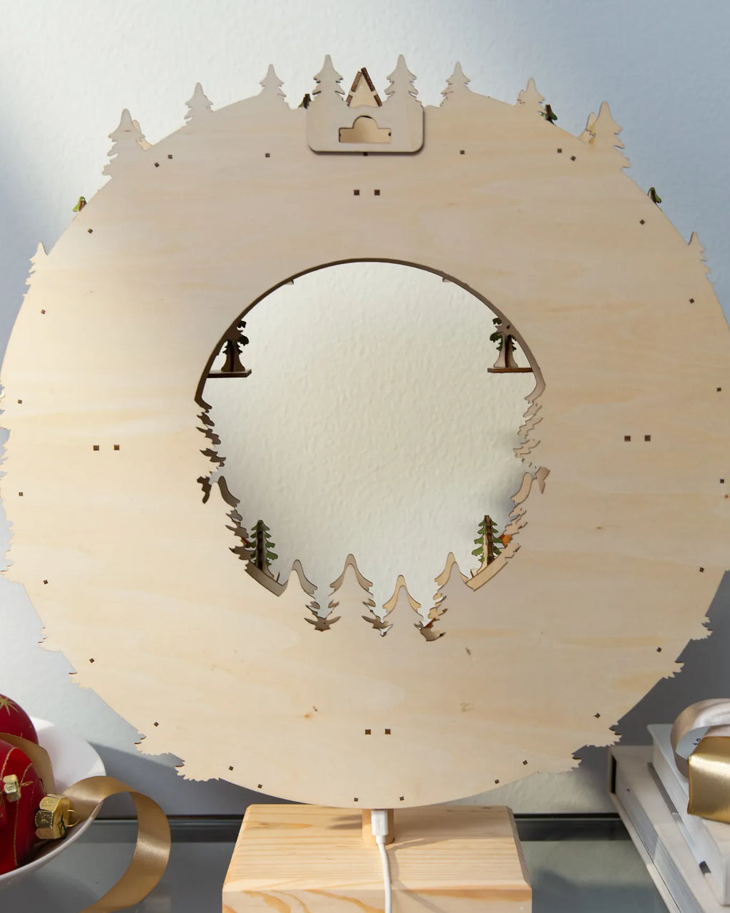 Lit Wooden Advent Wreaths