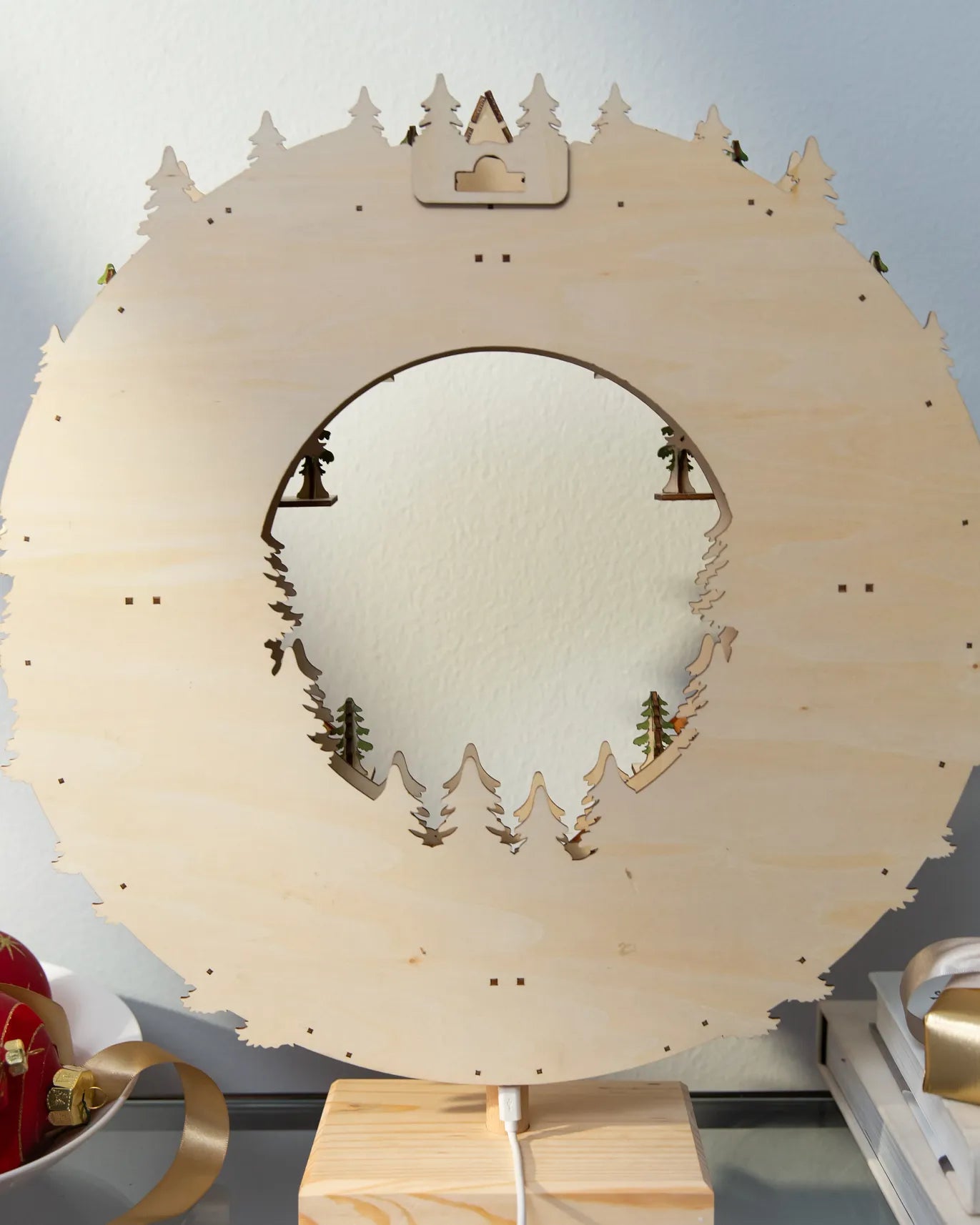 Lit Wooden Advent Wreaths